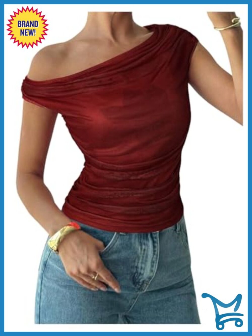 One Shoulder Floral Mesh Crop Top Y2K Ruched Cap Sleeve